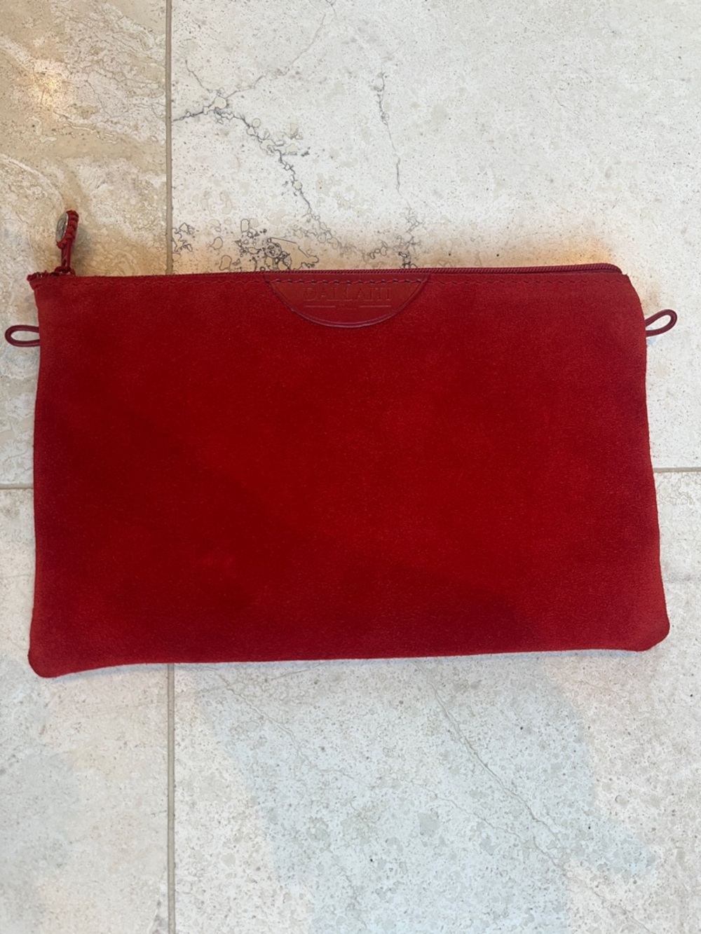 Dallaiti Italy Red Suede Zip Clutch